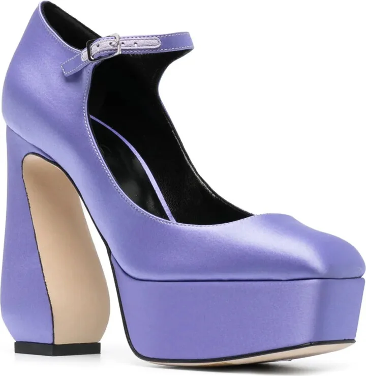 130mm Satin Platform Pumps - Image 2