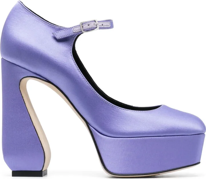 130mm Satin Platform Pumps