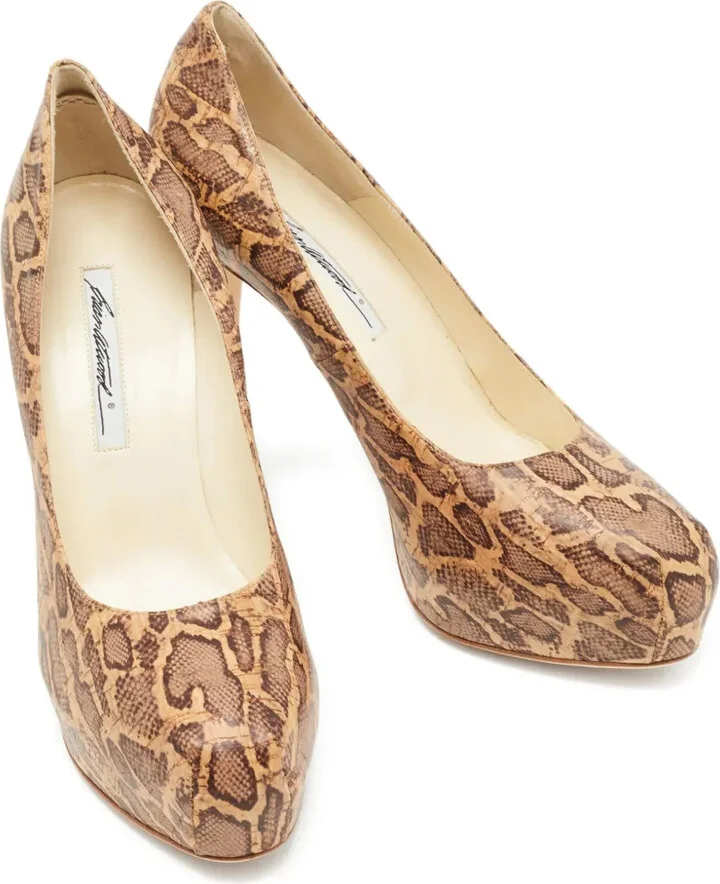 130mm Snakeskin-Print Platform Heels - Image 2