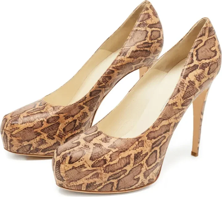 130mm Snakeskin-Print Platform Heels - Image 3