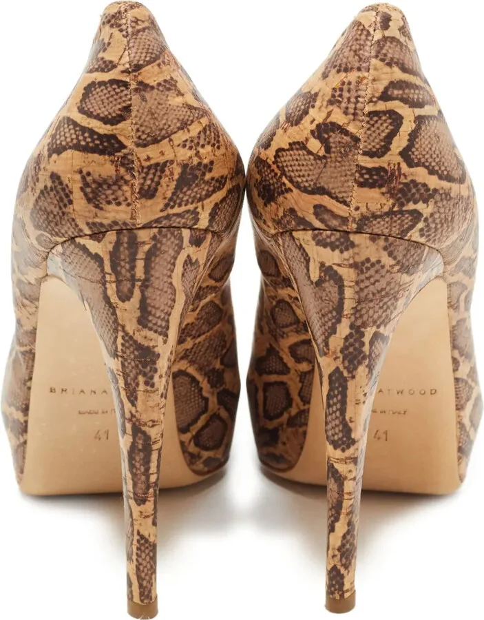130mm Snakeskin-Print Platform Heels - Image 4