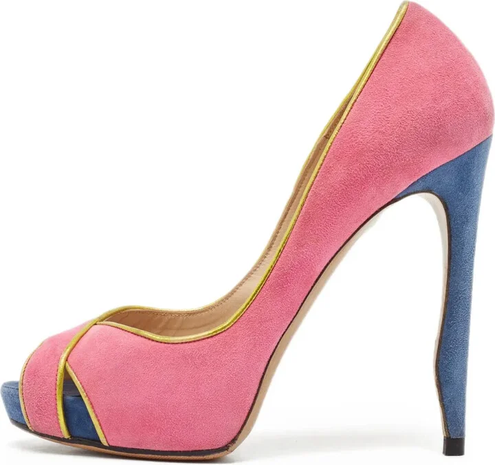 130mm Suede Open-Toe Pumps