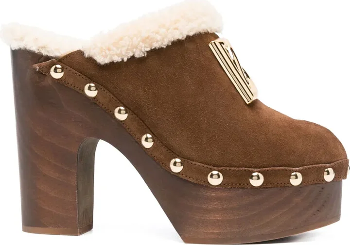130mm Suede Platform Clogs
