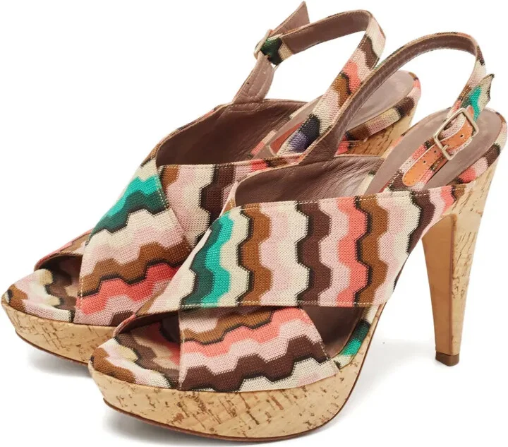 130mm Wave Pattern Cork Platform Sandals - Image 2