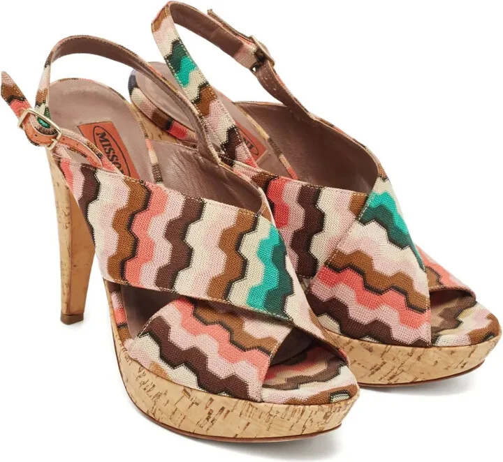 130mm Wave Pattern Cork Platform Sandals - Image 3