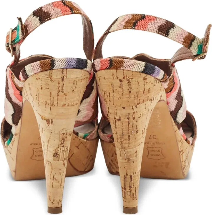 130mm Wave Pattern Cork Platform Sandals - Image 4
