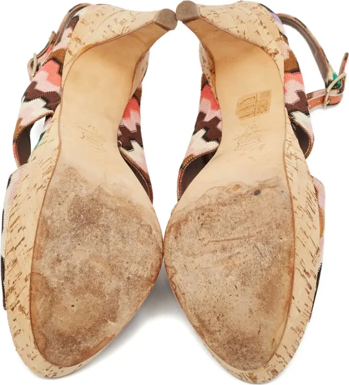 130mm Wave Pattern Cork Platform Sandals - Image 5