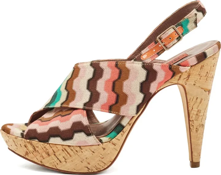 130mm Wave Pattern Cork Platform Sandals