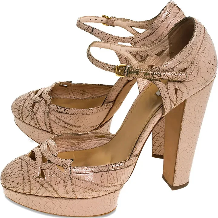 135mm Cracked-Effect Heeled Pumps - Image 2