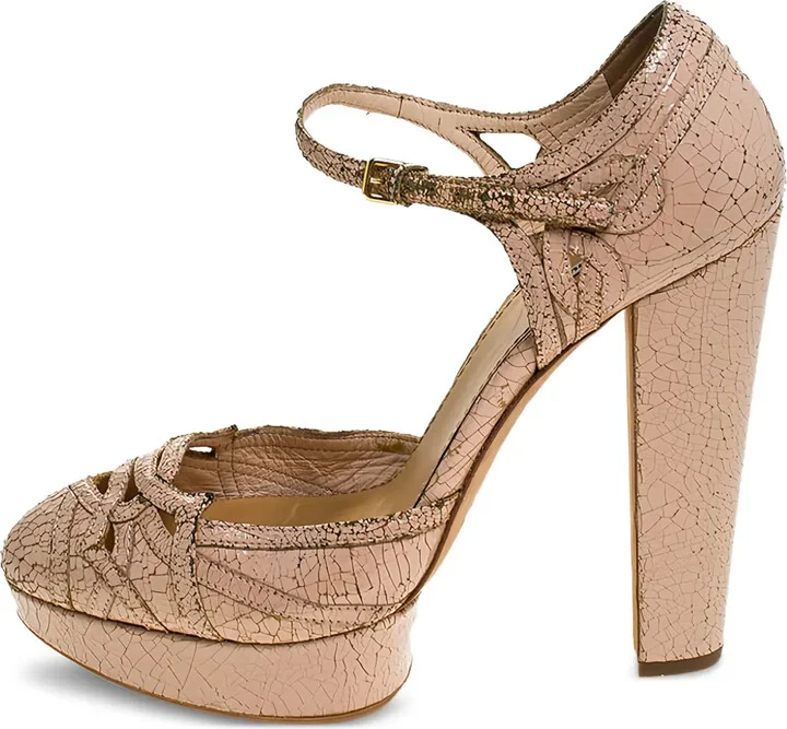 135mm Cracked-Effect Heeled Pumps
