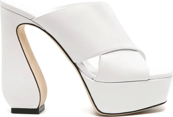 135mm Crossover-Strap Leather Sandals