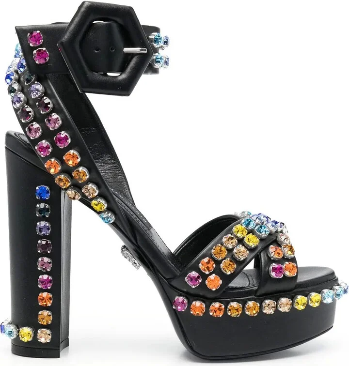 135mm Crystal-Embellished Platform Sandals