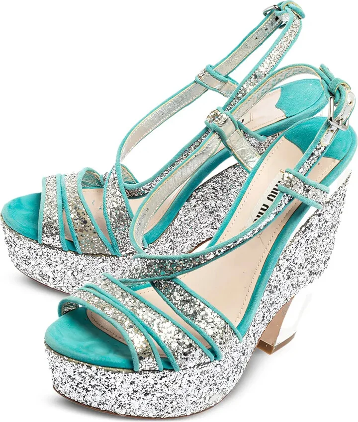 135mm Glitter-Embellished Suede Sandals - Image 2