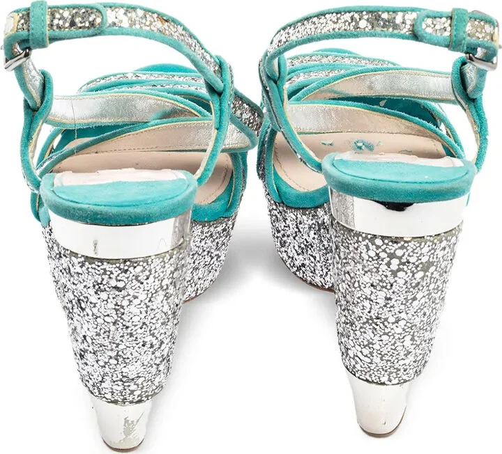 135mm Glitter-Embellished Suede Sandals - Image 3
