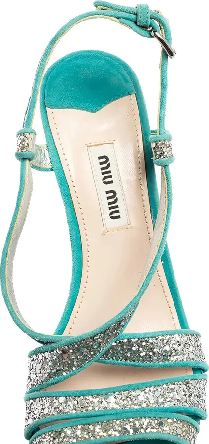 135mm Glitter-Embellished Suede Sandals - Image 4