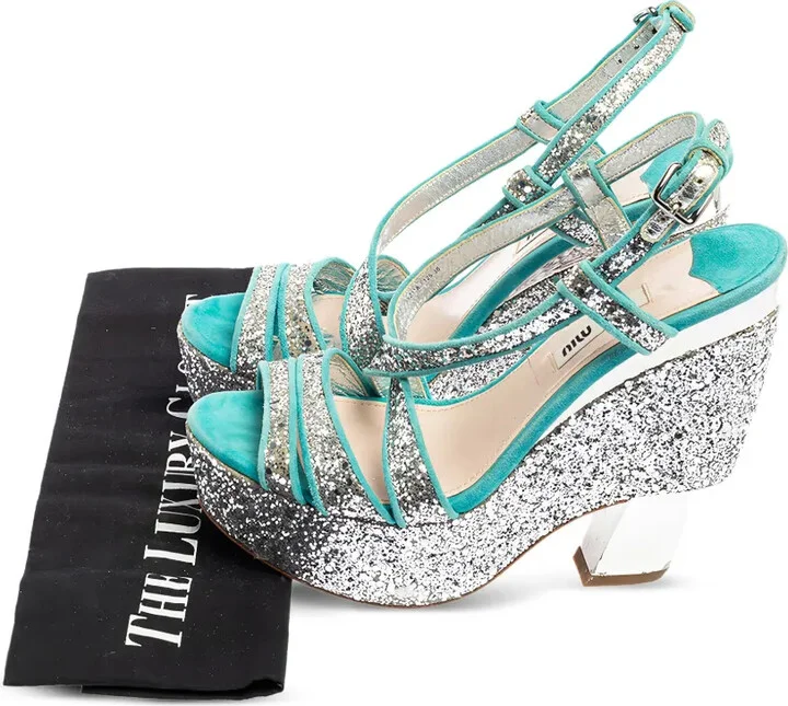 135mm Glitter-Embellished Suede Sandals - Image 5