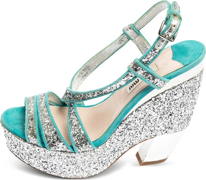 135mm Glitter-Embellished Suede Sandals