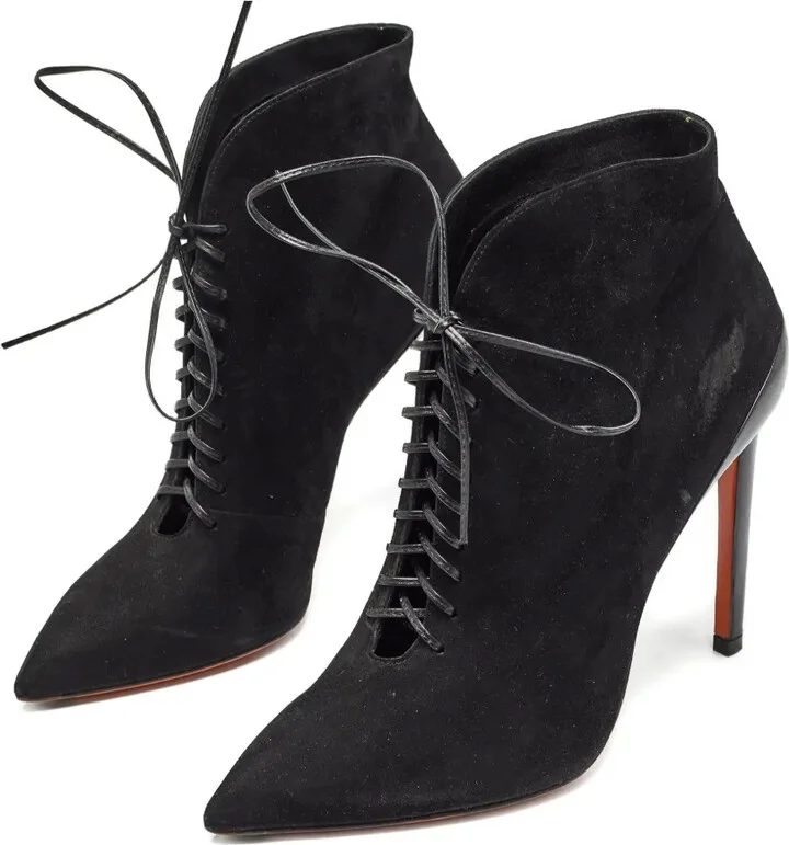 135mm Lace-Up Suede Boots - Image 2