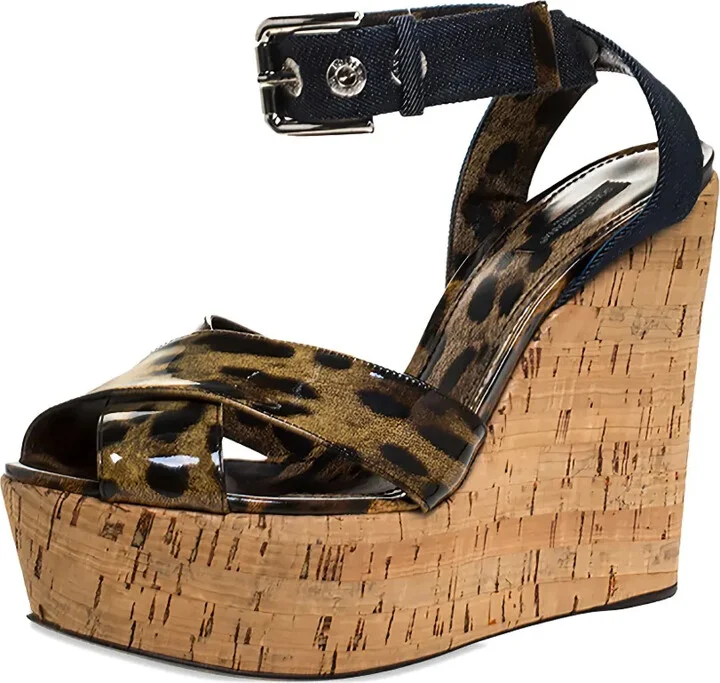 135mm Leopard-Print Wedge Sandals - Image 2