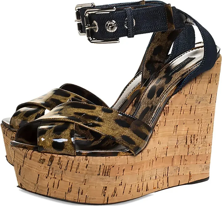 135mm Leopard-Print Wedge Sandals - Image 3