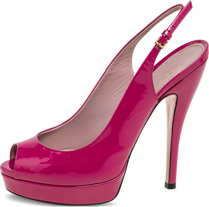 135mm Patent-Leather Slingback Pumps