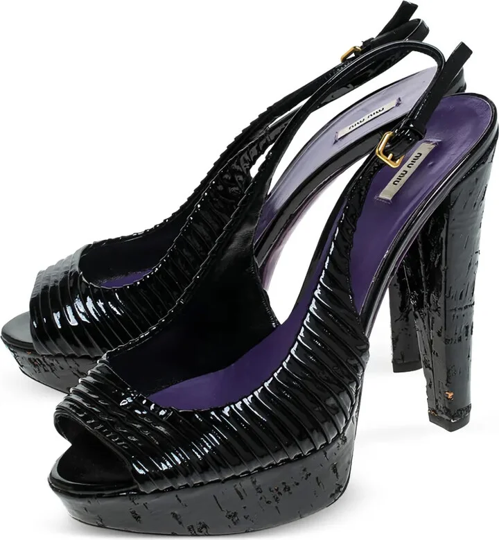 135mm Patent Leather Slingback Sandals - Image 2