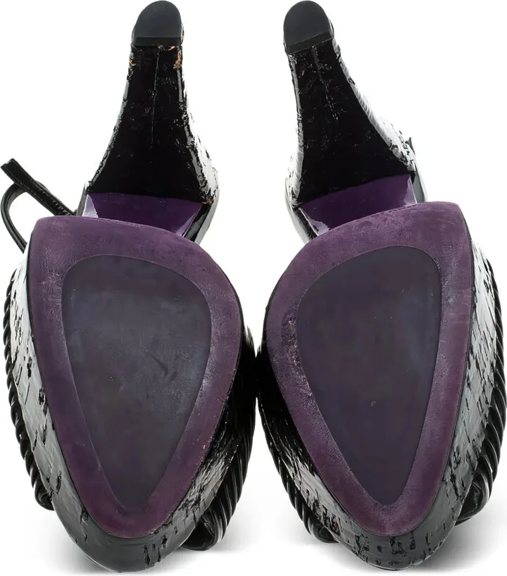 135mm Patent Leather Slingback Sandals - Image 3