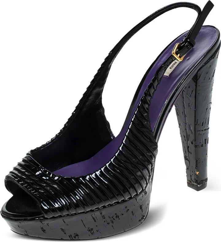 135mm Patent Leather Slingback Sandals