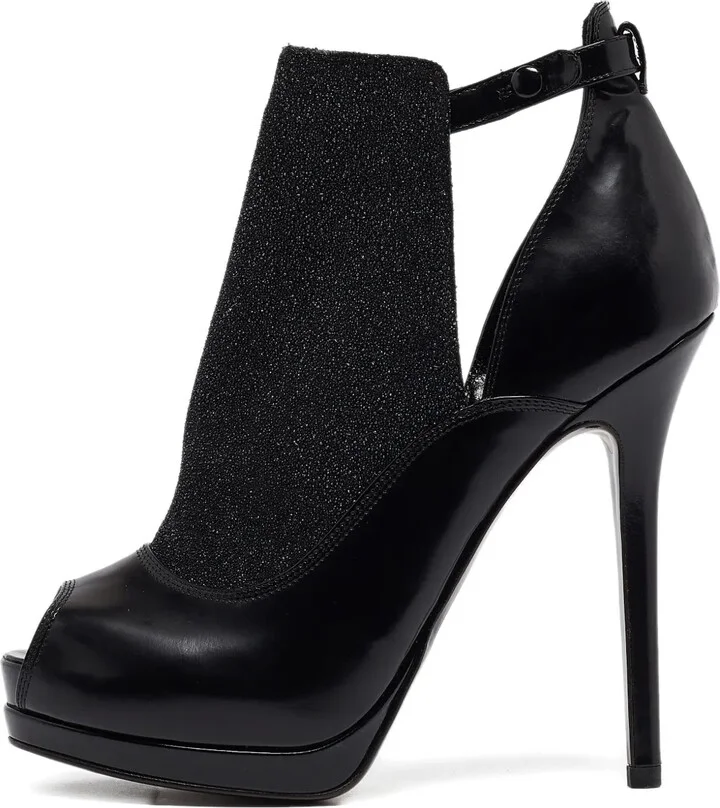 135mm Peep-Toe Leather Booties