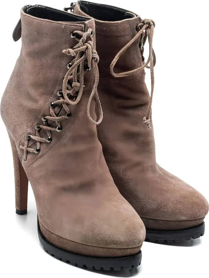 135mm Platform-Sole Lace-Up Suede Boots - Image 2