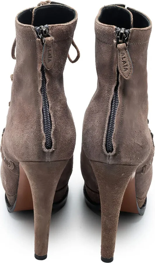 135mm Platform-Sole Lace-Up Suede Boots - Image 3