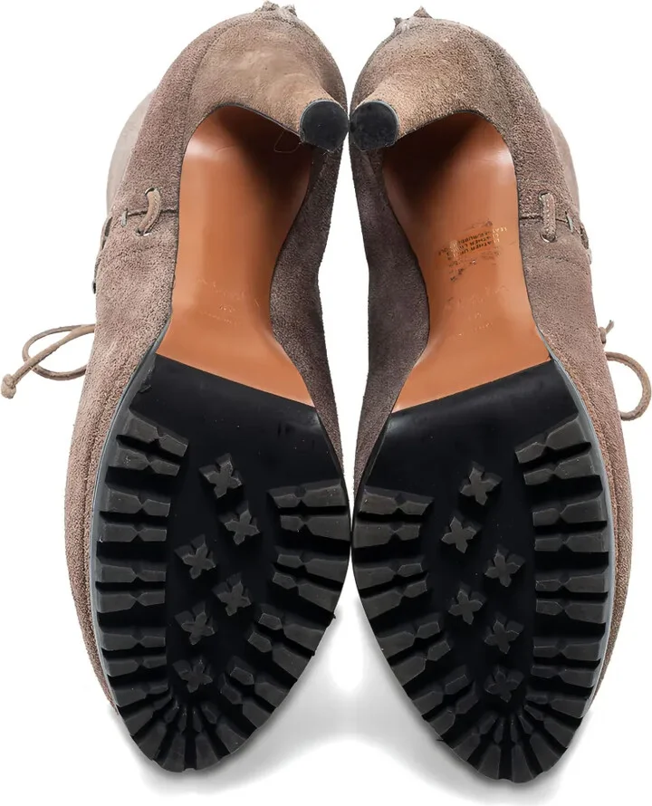 135mm Platform-Sole Lace-Up Suede Boots - Image 4