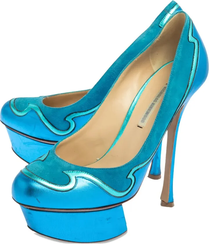 135mm Suede-Panelled Platform Pumps - Image 2