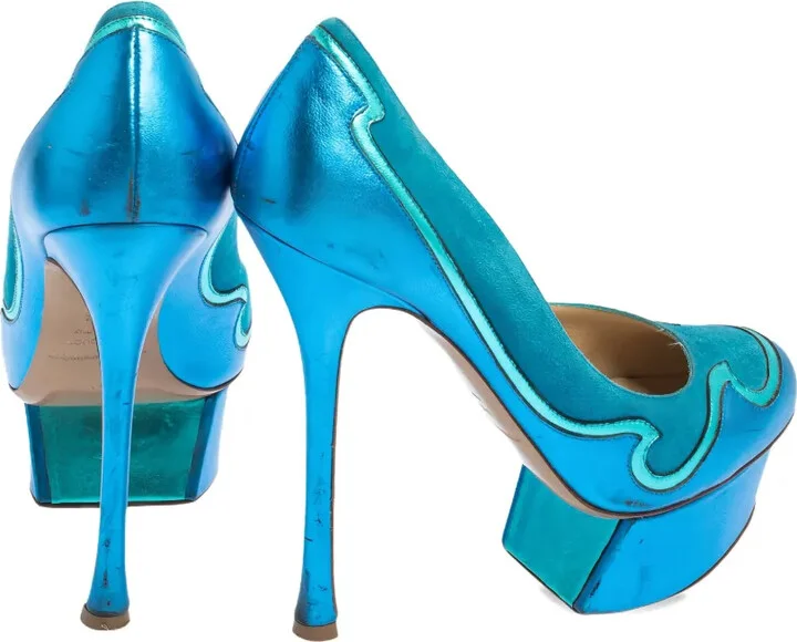 135mm Suede-Panelled Platform Pumps - Image 3