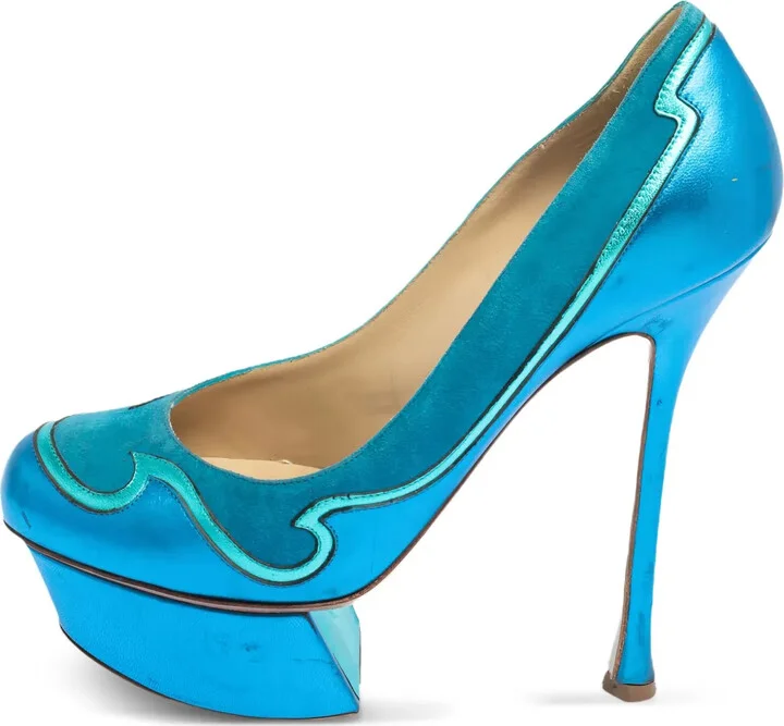 135mm Suede-Panelled Platform Pumps