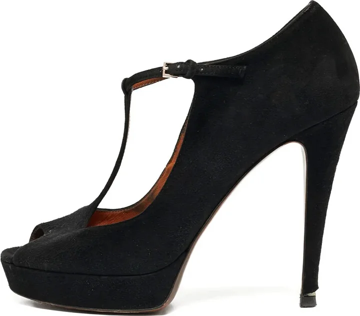 135mm suede T-strap platform pumps