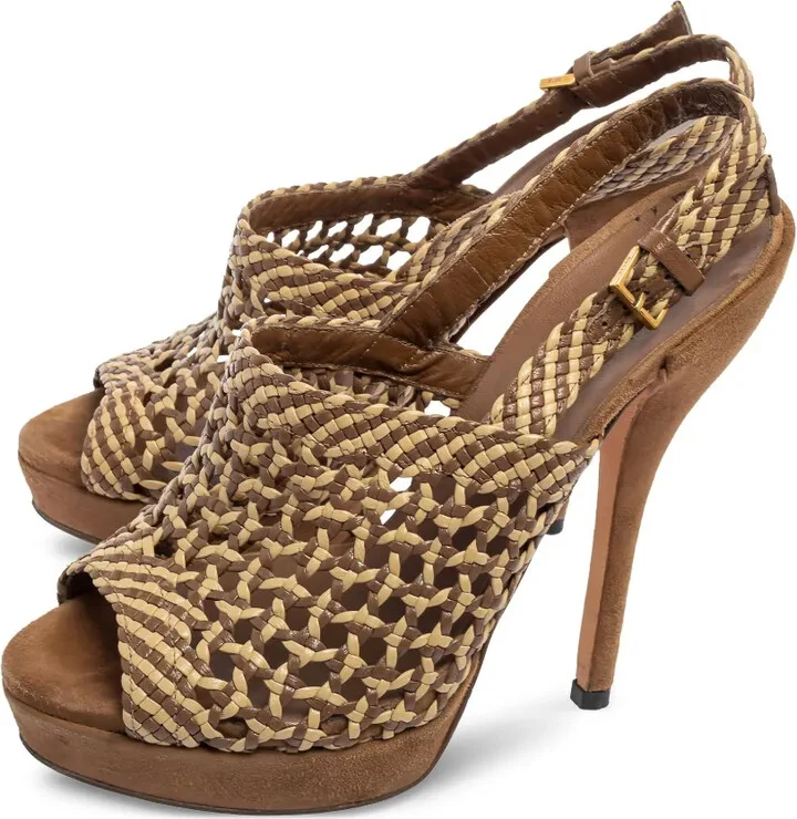 135mm Woven Heeled Sandals - Image 3