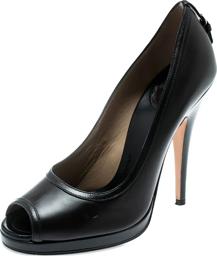 13mm Peep-Toe Leather Pumps - Image 2