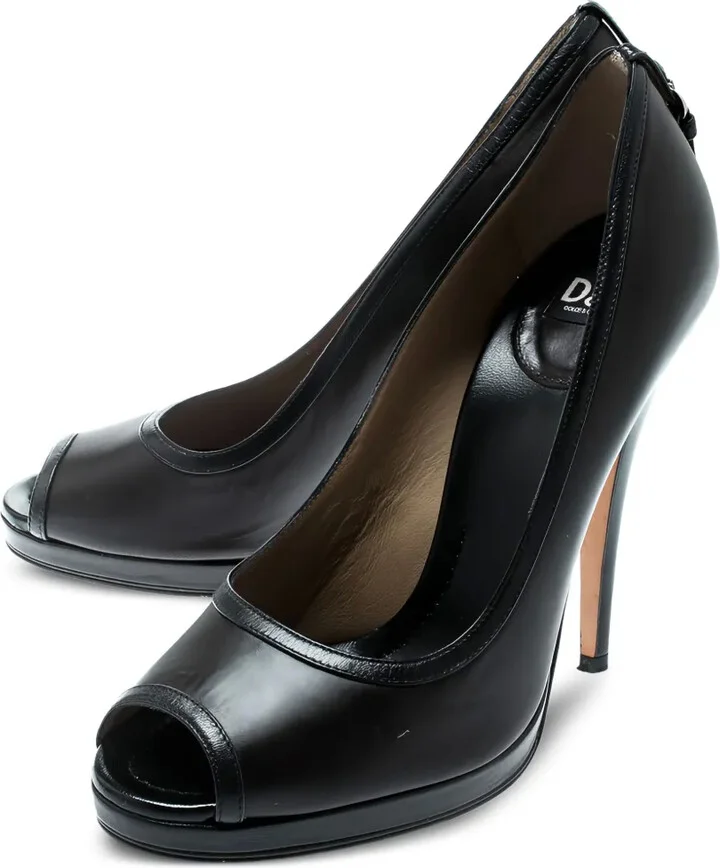 13mm Peep-Toe Leather Pumps - Image 3