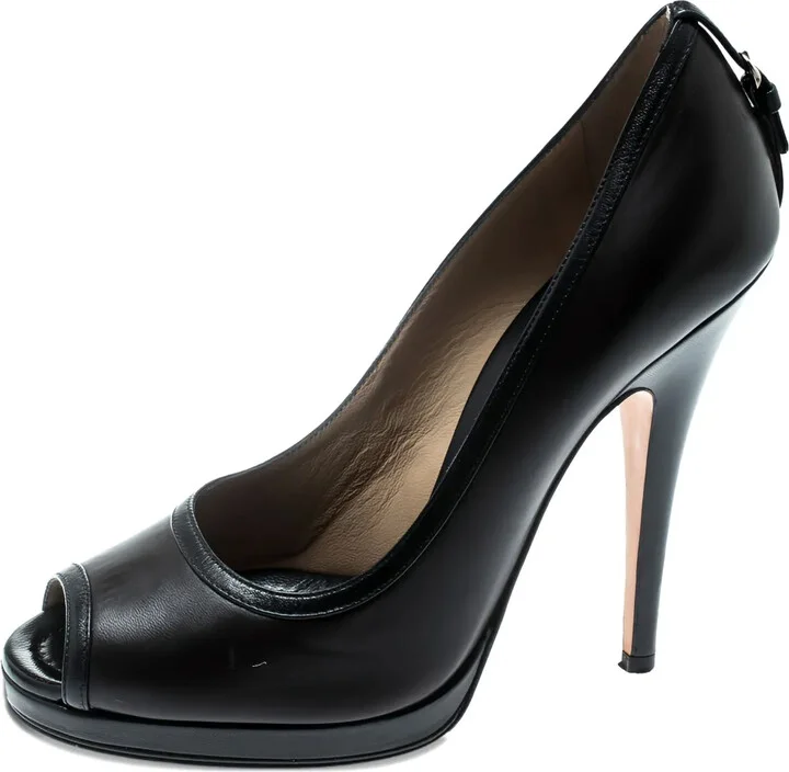 13mm Peep-Toe Leather Pumps