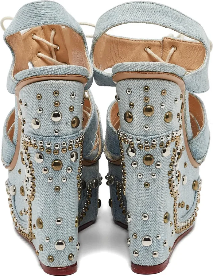 140mm Denim Heeled Sandals - Image 3