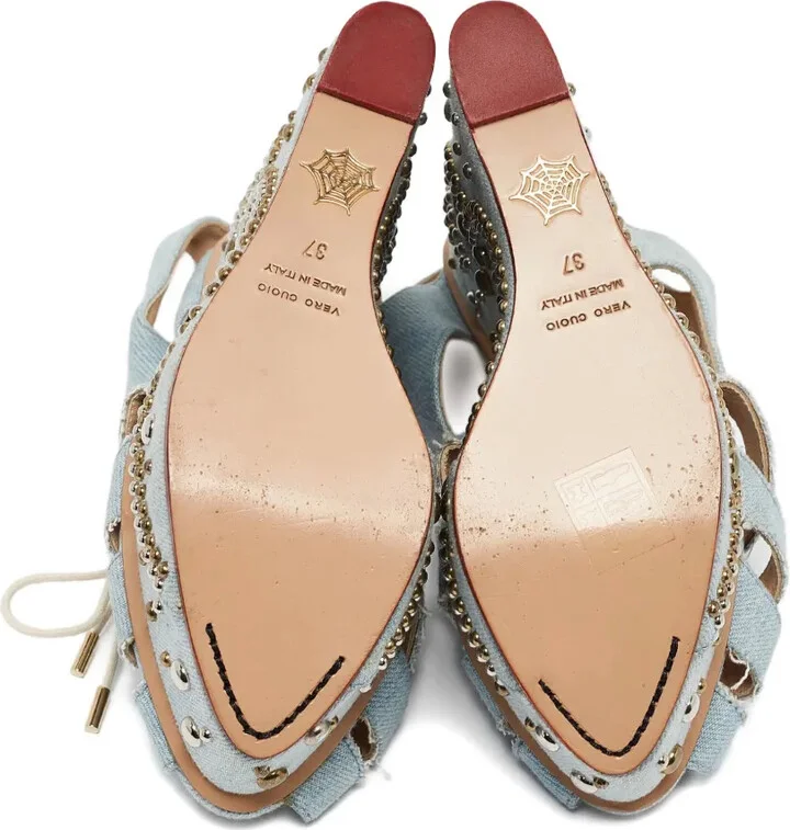 140mm Denim Heeled Sandals - Image 4