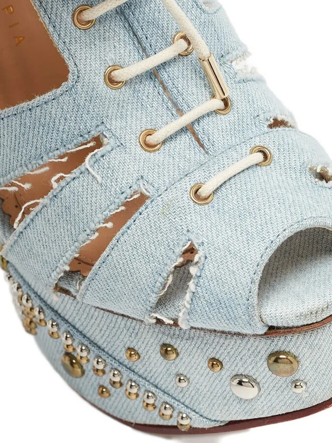 140mm Denim Heeled Sandals - Image 5