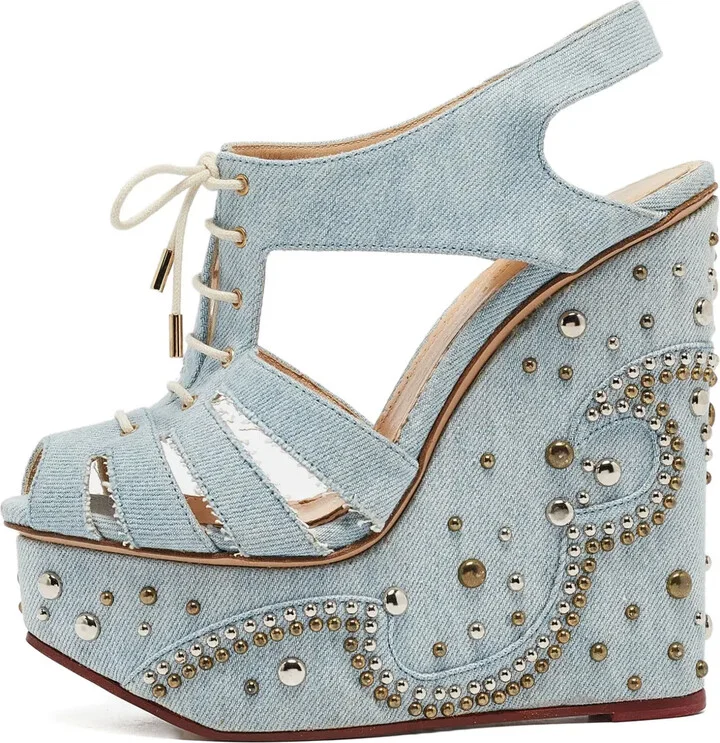 140mm Denim Heeled Sandals