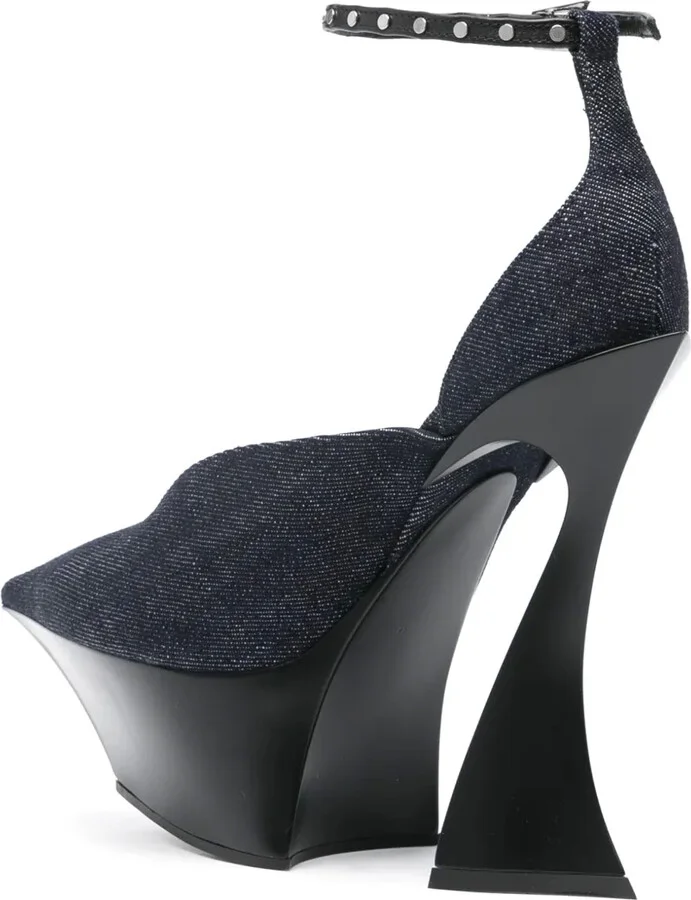 140mm Denim Strappy Pumps - Image 3