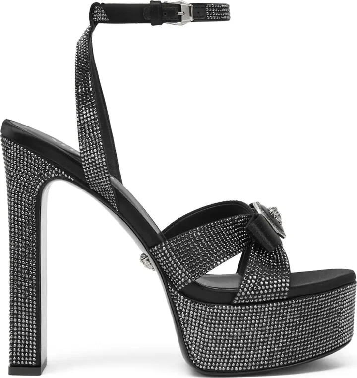 140mm Gianni Ribbon crystal sandals