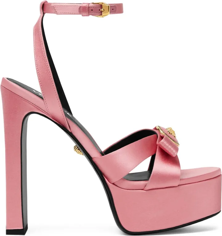 140mm Gianni Ribbon satin sandals