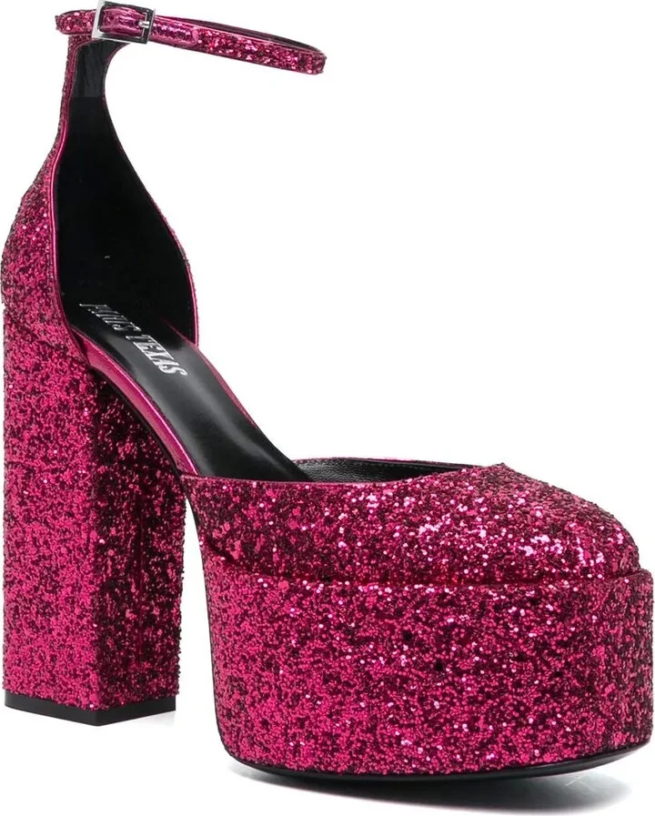 140mm Glitter-Embellished Platform Pumps - Image 2