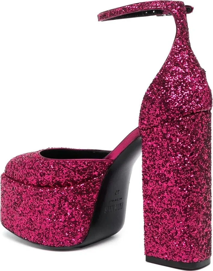 140mm Glitter-Embellished Platform Pumps - Image 3