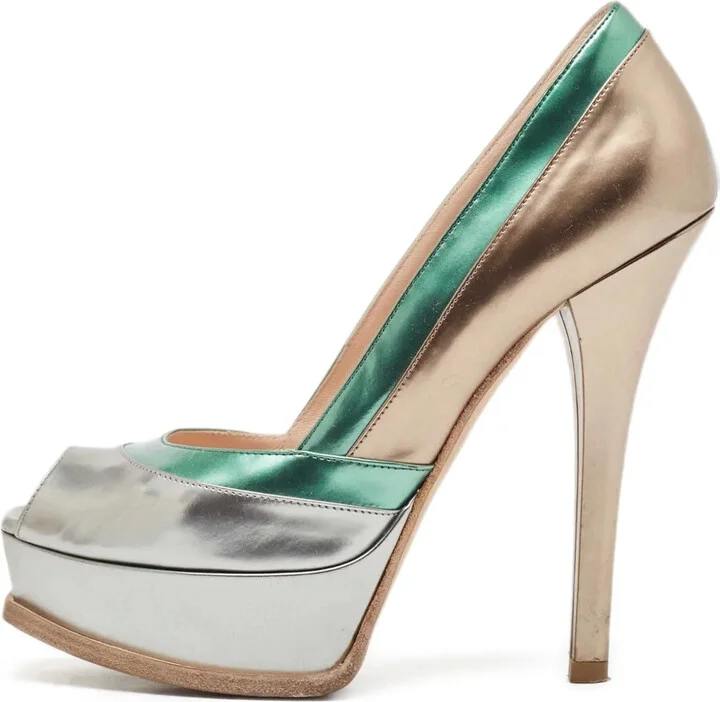 140mm Metallic-Leather Pumps